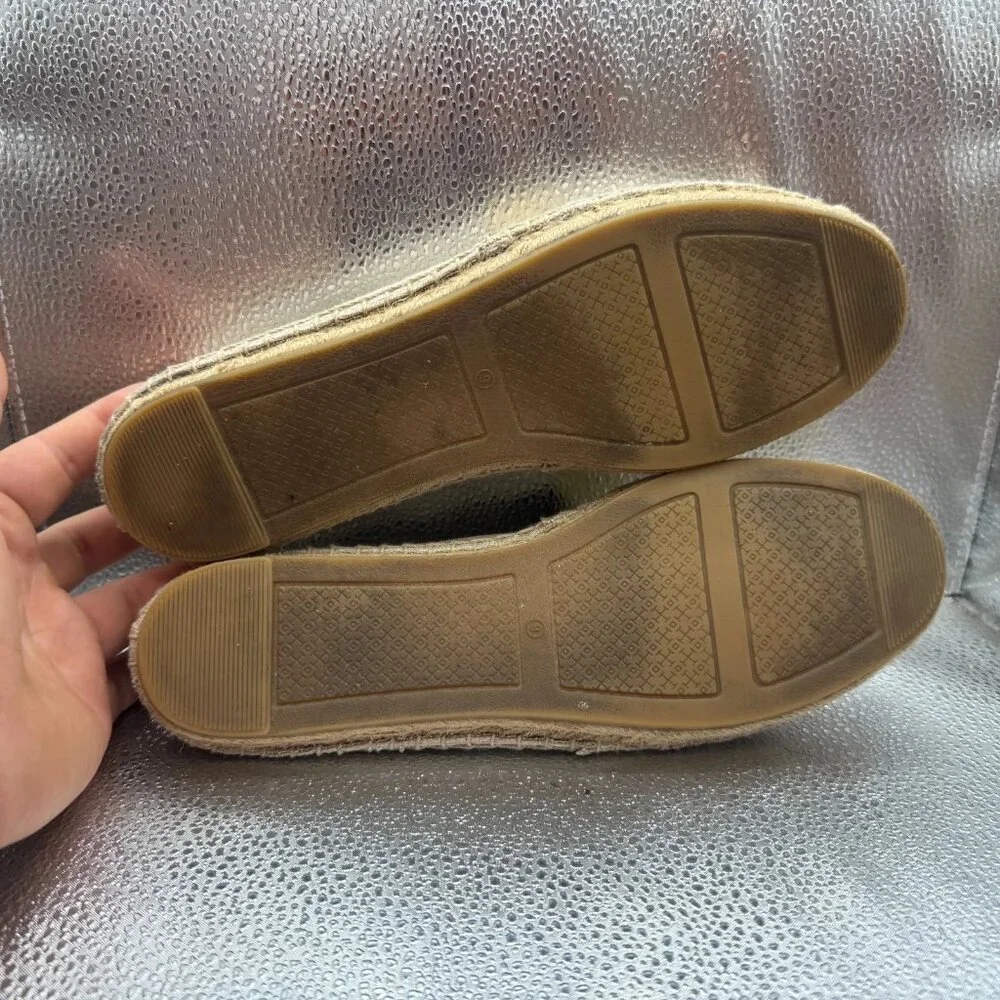 Size 9M Tory Burch Womens Beige Natural‎ Slip-On Weston Espadrille Flat